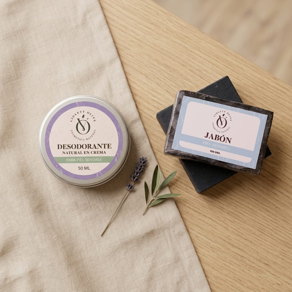 Kit Desodorante Crema Violett Olive Cosmetica Natural piel sensible