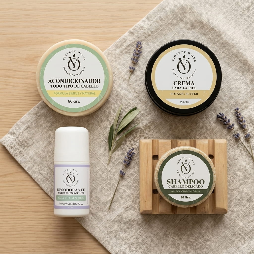 Rutina Cuidado Total Violett Olive cosmetica natural piel sensible