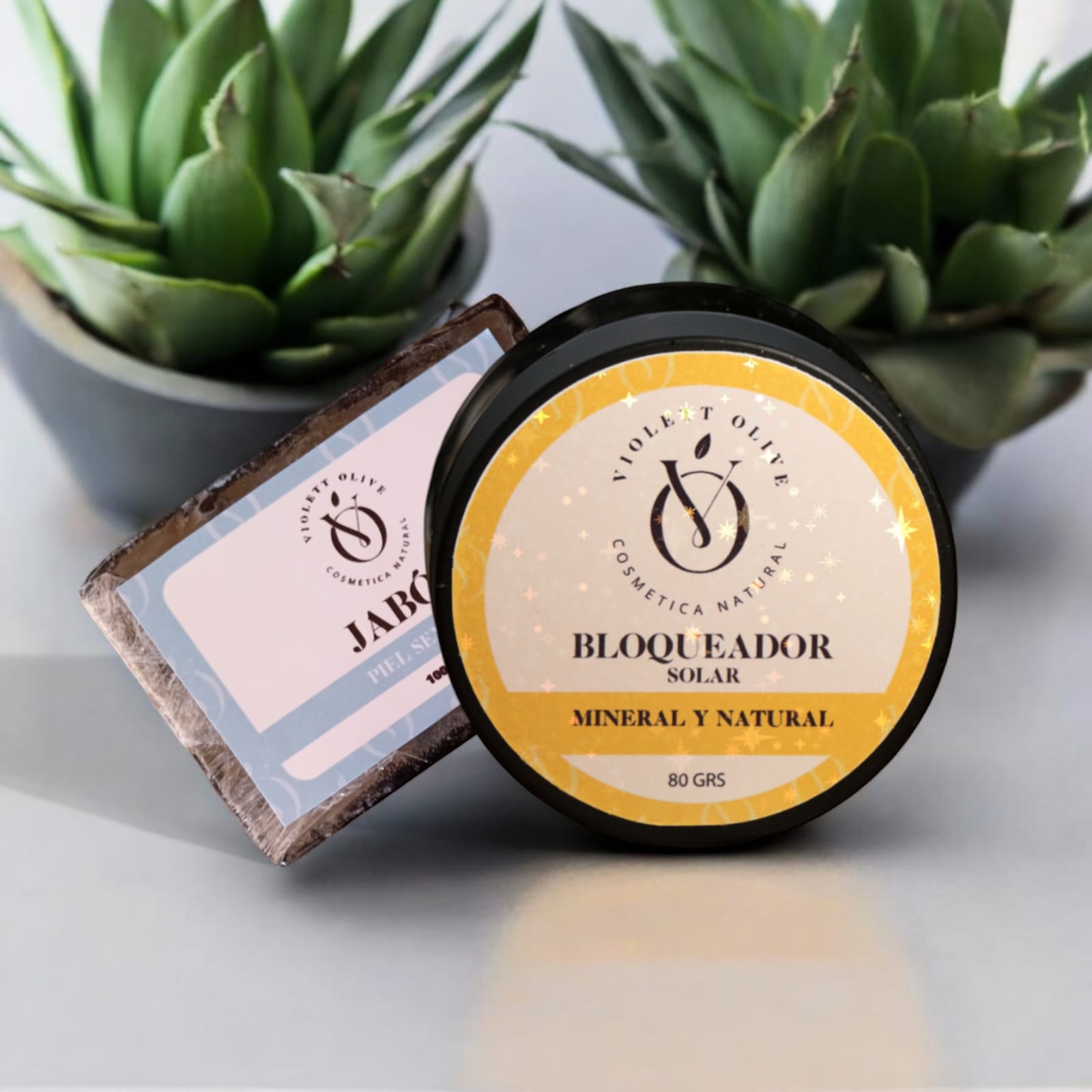 kit bloqueador solar Natural para piel sensible Violett Olive cosmetica natural